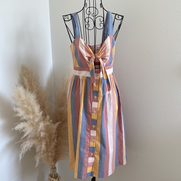 SOLD Madewell Tie Front Striped Cutout Dress NWOT - Picture 5 of 11